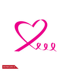 Pink ribbon icon vector logo design template