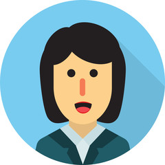 Vector flat business woman icon, isolated on the background.