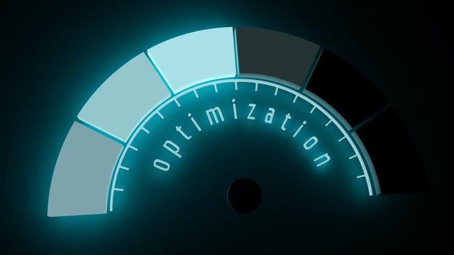 Neon shine scale. Optimization level measuring device icon. Sign tachometer, speedometer, indicators. Infographic gauge element.
