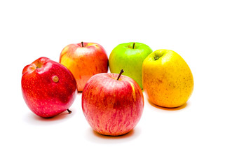 Bright apples isolated on white background.