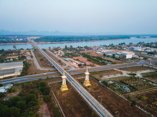 aerial view of Third Thai-Lao friendship bridge