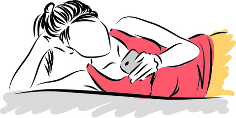 pretty woman looking at cellphone vector illustration