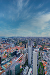 high angle view of singapore financial buildings 