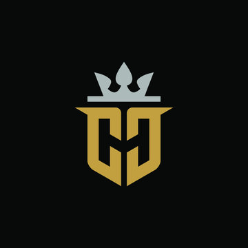 Initials Letter CJ Shield King Logo Design