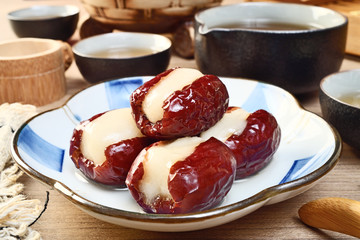 Taiwan delicious dessert - Xin Tai Ruan (red dates stuffed with sticky rice cake)