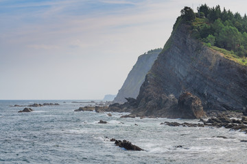 A magnificent view of the coast in the village of Armintza. Basque Country. Northern spain