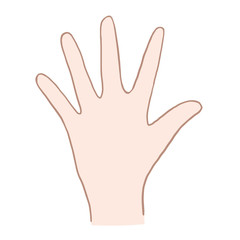 Hand with five fingers. Palm illustration. Vector color sketch of a palm.