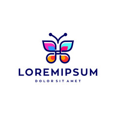 butterfly logo vector line outline monoline icon illustration