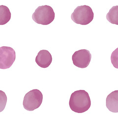 Purple hand drawn watercolor dots. circles. Seamless pattern. Stylish repeating texture. Modern. Simple. 