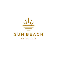 elegant sun sunset sunrise logo icon vector in trendy line linear outline logo vector for hotel 