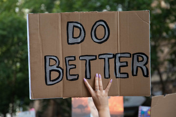 a sign at a protest