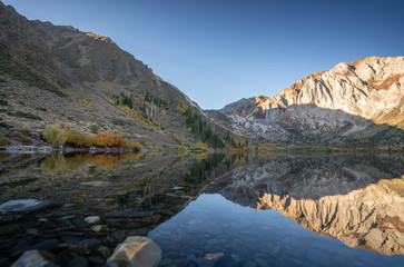 mountain reflection on lake