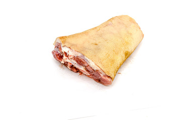 Raw pork shank on a white background