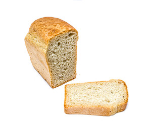 Bread loaf on a white background