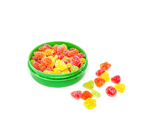 Montpensier candy lollipops on a white background