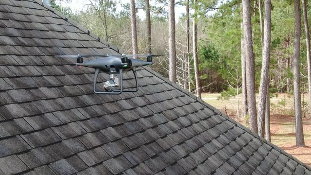Aerial of Drone Roof Inspection
