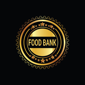 Food bank round Gold grunge stamp