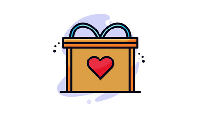 Gift of Love Icon Illustration. Vector Illustration. Flat Cartoon Style Ready to use for Website Page, Mobile App Presentation, Flyer, Banner, Wallpaper, Sticker, Name Card, Background and more