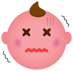 Cartoon baby face emoticon vector illustration / sick, poor condition