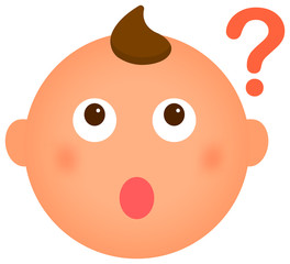 Cartoon baby face emoticon vector illustration / question