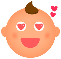 Cartoon baby face emoticon vector illustration / heart