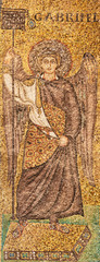 RAVENNA, ITALY - JANUARY 29, 2020: The mosaic of archangel Gabriel in the church Basilica of Sant...