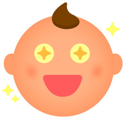 Cartoon baby face emoticon vector illustration / Shine eyes