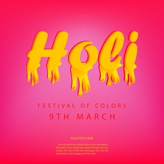 Colorful text holi with festival Indian festival of colors celebration poster or banner design with stylish text Happy Holi with paint