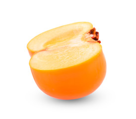 Fototapeta na wymiar Half persimmon on a white background