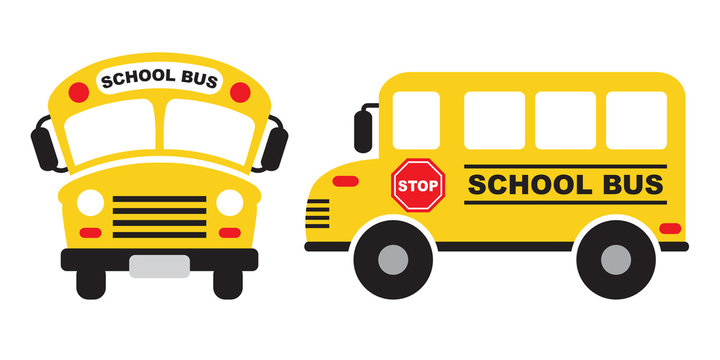 Simple cute school bus on white background Vector Image