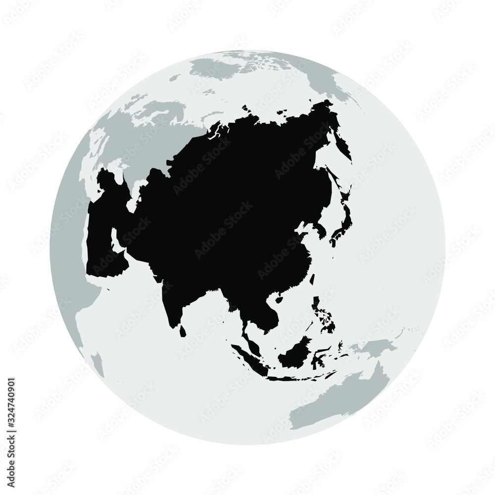 Sticker Asia Continent Earth Globe Vector Isolated on White