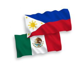 Fototapeta premium Flags of Mexico and Philippines on a white background
