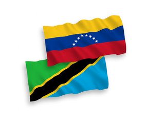 Flags of Venezuela and Tanzania on a white background