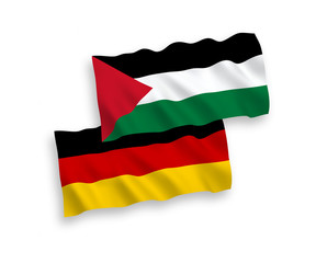 Flags of Palestine and Germany on a white background
