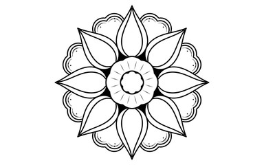 Circle pattern petal flower of mandala with black and white,Vector floral mandala relaxation patterns unique design with white background,Hand drawn pattern,concept meditation and relax