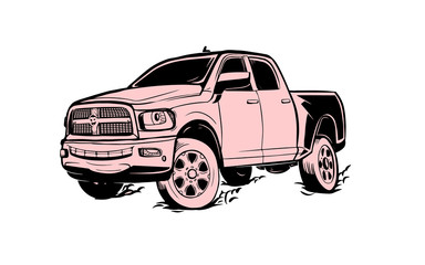 car silhouettes, black pick up car truck silhouettes, logo pickup isolated on white background, vector illustration car logotype.  © badrus