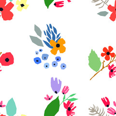 Seamless pattern. Vector floral design with wildflowers. Romantic background