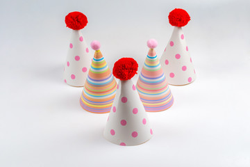 Birthday cap on white background.  Top view.