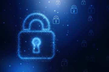 2d illustration Safety concept: Closed Padlock on digital background