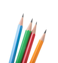 Ordinary pencils on white background