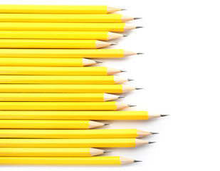 Ordinary pencils on white background