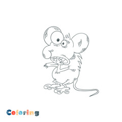 Scared mouse. Vector illustration in the form of coloring.