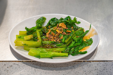 Chinese dish- stir fried choy sum vegetable with oyster oil