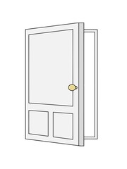 open door on white background