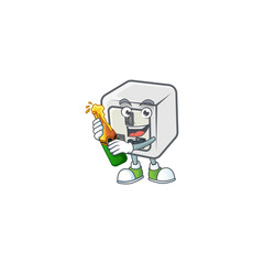 Fototapeta premium mascot cartoon design of USB power socket having a bottle of beer