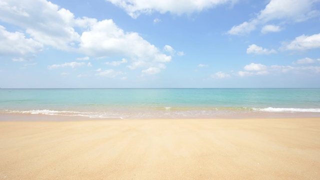 Phuket beach sea, View of beach sea on sun light in the summer. At Maikao Beach, Phuket, Thailand.  Freedom travel concept. 4K Prores UHD, Video Clip.