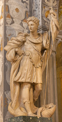 FERRARA, ITALY - JANUARY 30, 2020: The statue of St. George in church Basilica di San Giorgio fuori le mura by Francesco Casella from 16. cent.