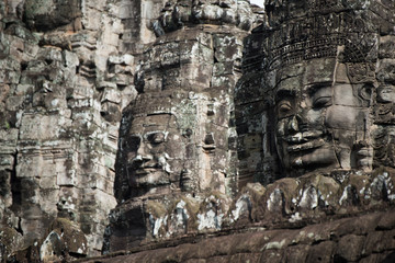 Fototapeta na wymiar An architecture of Bayon face at Bayon Castle in Siem Reap, Cambodia.