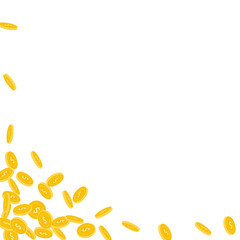 American dollar coins falling. Scattered small USD