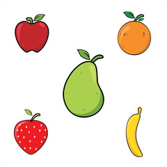 Fruits set, vector illustration.